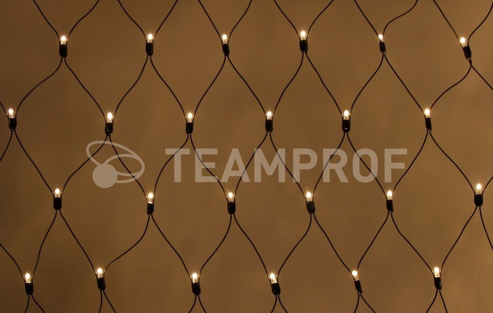 Светодиодная сетка Teamprof 2х2м, статика, черный провод, теплая белая Качественная картинка Светодиодная сетка Teamprof 2х2м, статика, черный провод, теплая белая