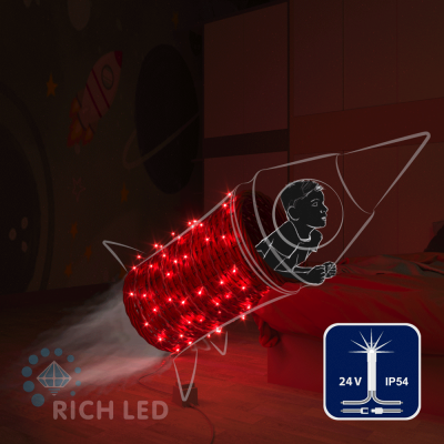 Светодиодные гирлянды RichLed Нить 10 м, 24 В, мерц, прозр.провод, цвет красный Светодиодные гирлянды RichLed Нить 10 м, 24 В, мерц, прозр.провод, цвет красный