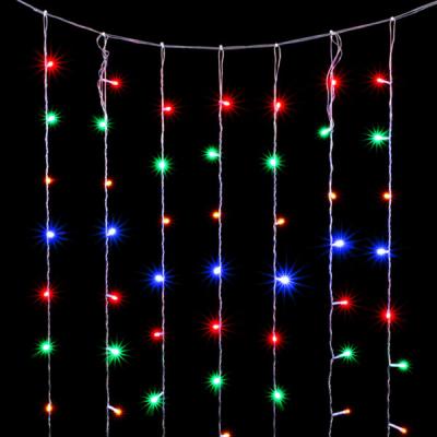 Светодиодный занавес Laitcom, 3x2 м, прозр.провод, 600 led (облегченный, без Т-коннектора), разноцв.