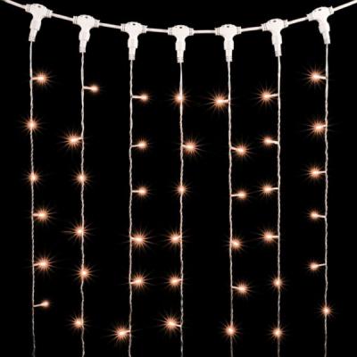 Светодиодный занавес Laitcom, 2x3м, 220В, 600 LED, IP54, прозрачный ПВХ, экстра т.белый