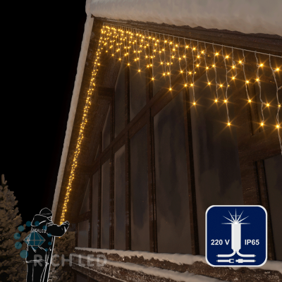 Светодиодная бахрома RichLed 3*0,5 м, 220 В, мерцание, резин, IP 65, герм. колпачок, цвет желтый