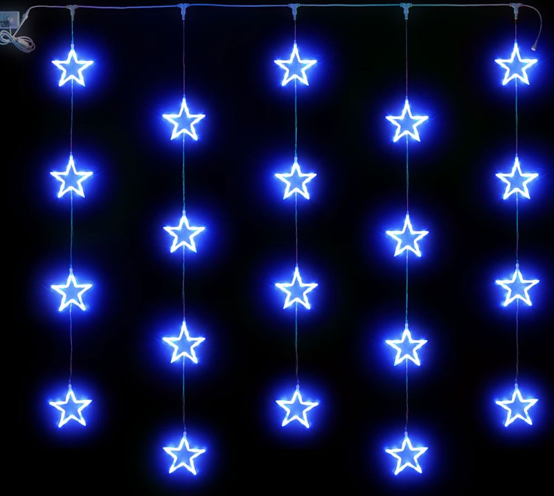 Качественная картинка Светодиодный узорный занавес Rich LED Звезды, 2*2, IP54, цвет синий
