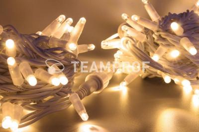 Светодиодная гирлянда нить Teamprof 10м, 220В, мерцание, белая резина, герм. колп., тепл.белый Светодиодная гирлянда нить Teamprof 10м, 220В, мерцание, белая резина, герм. колп., тепл.белый