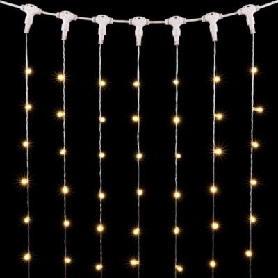 Светодиодный занавес  Laitcom с колпачком, 1x6м, 600 LED, IP65, прозр. пр., экстра т.белый