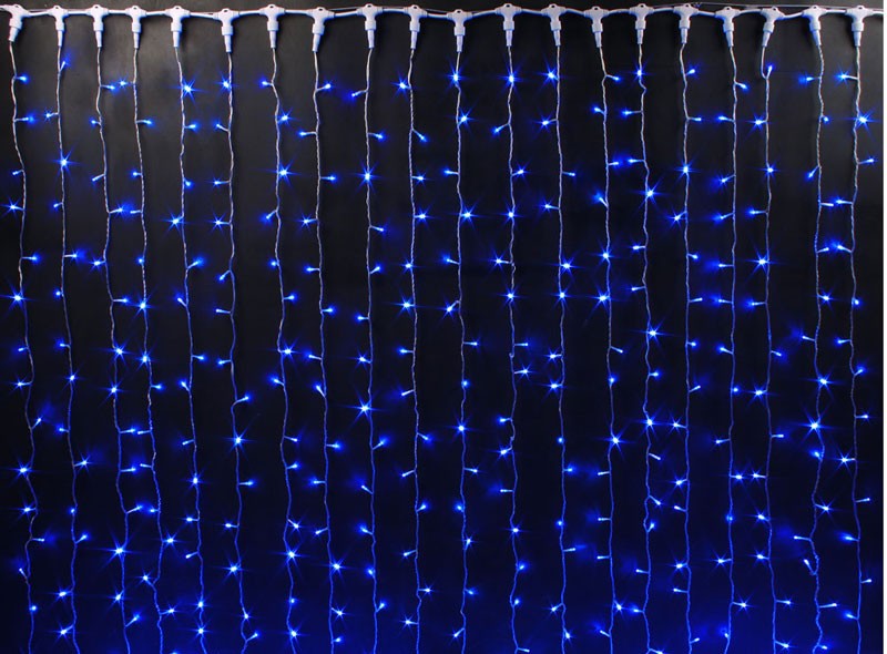 Качественная картинка Светодиодный занавес RichLed, 2*6 м, 220 В, постоянное свечение, IP54, синий