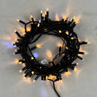 Светодиодная нить с колп Laitcom, 10м, Экстра Т.Белая с мерц. 220В, 100 LED, Провод Черный ПВХ, IP65