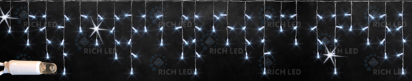 Светодиодная бахрома Rich LED 3*0.9 м, мерцание, белый, герметичный колпачок Качественная картинка Светодиодная бахрома Rich LED 3*0.9 м, мерцание, белый, герметичный колпачок