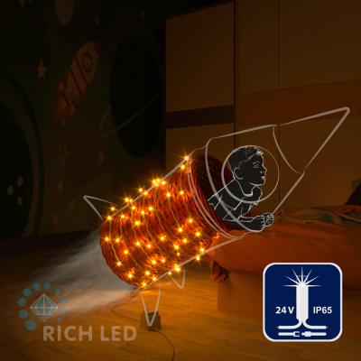 Светодиодные гирлянды RichLed Нить 10 м, 24 В, мерц, IP65, герм. колп, белый провод, желтый Светодиодные гирлянды RichLed Нить 10 м, 24 В, мерц, IP65, герм. колп, белый провод, желтый
