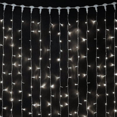 Светодиодный занавес Laitcom, 2 x 3 м, 600 led, IP54, прозр. провод, мерцание белого диода, белый