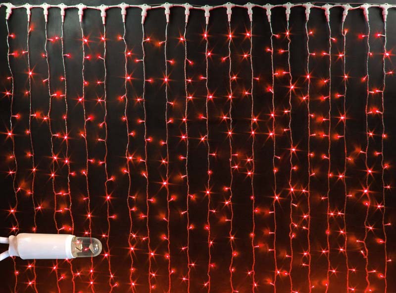 Качественная картинка Светодиодный занавес RichLed, 2*3 м, 220 В, пост. свечение, IP 65, герметичный колпачок, красный