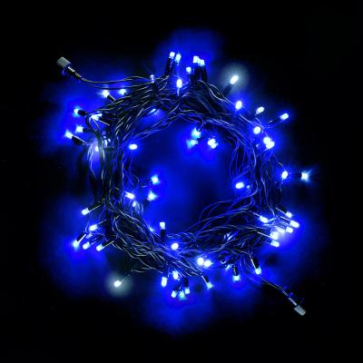 Светодиодная нить с колпачком Laitcom, 10м, 220В, 75 LED, провод черный каучук, IP65, синий с мерц