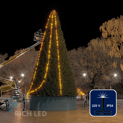 Нити 3 по 20 м, RichLed, 24 В, мерцание, цвет желтый