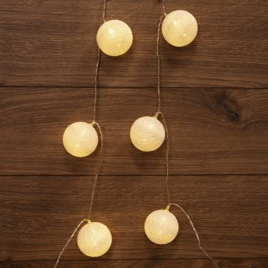 Тайские фонарики Пломбир Neon-Night 1,5м, проз.ПВХ, IP20, 10LED, т.белый, батарейки 2*АА (нет)