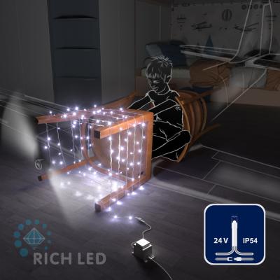Светодиодные гирлянды RichLed Нить 10 м, 24 В, пост.свеч, прозр.провод, цвет белый Светодиодные гирлянды RichLed Нить 10 м, 24 В, пост.свеч, прозр.провод, цвет белый