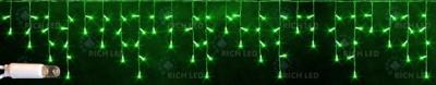 Светодиодная бахрома Rich LED 3*0.5 м, 220 В, пост. свечение, цвет зеленый, IP 65, герм колпачок