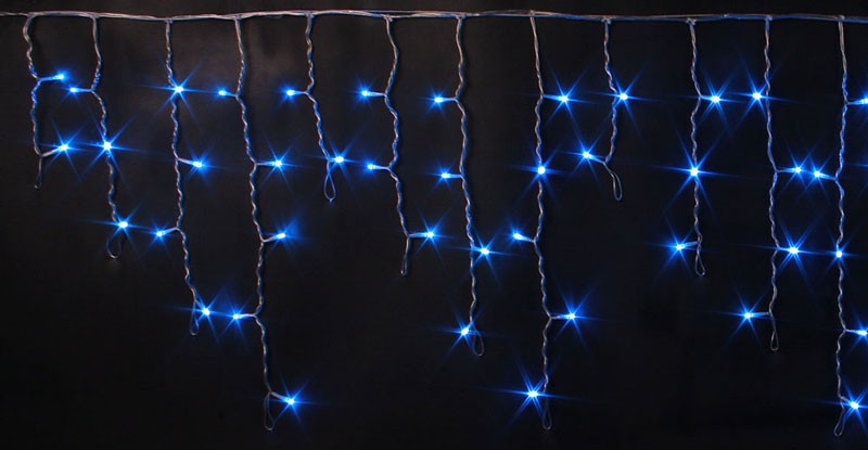 Качественная картинка Светодиодная бахрома Rich LED 3*0,5 м, 220 В, пост. свечение, цвет синий, IP54, черный провод