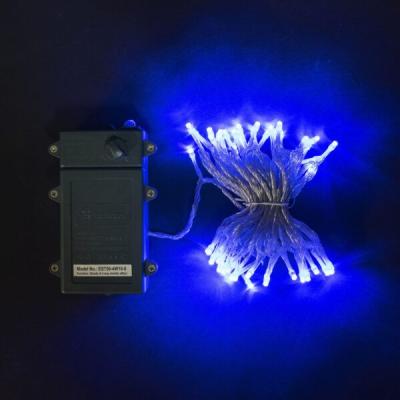 Светодиодная нить Laitcom, на батарейках, с таймером, 5м, 3 бат. "D", 4,5V, прозр. пр., синий