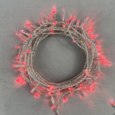 Светодиодная нить с колпач. Laitcom, 10 м, 220В, IP65, 100 led, прозрачный провод, красная