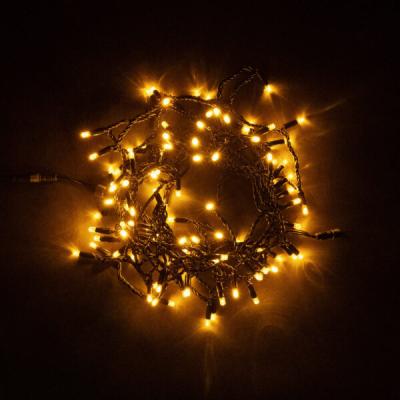 Светодиодная нить Laitcom с колпачком 10м, 24В, 100 LED, Провод Черный ПВХ, IP65, желтый
