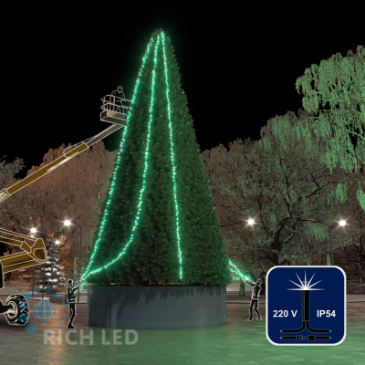 Нити 3 по 20 м, RichLed, 24 В, мерцание, цвет зеленый