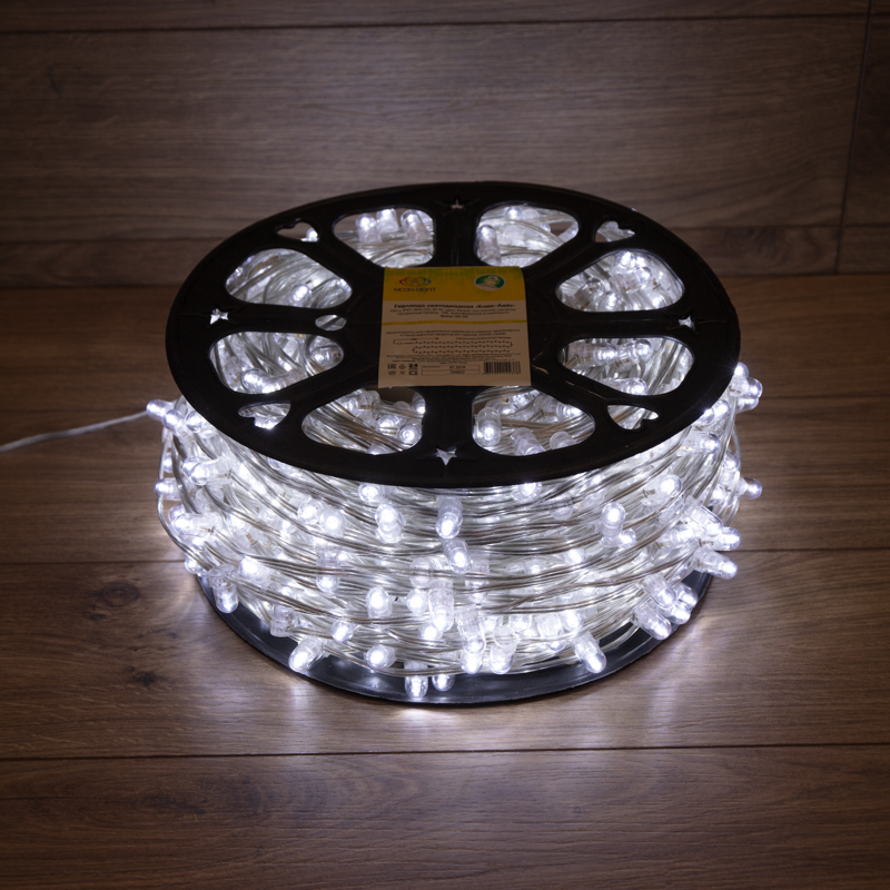 Качественная картинка Гирлянда NEON-NIGHT Клип-лайт 12 V, прозрачный ПВХ, 150 мм, Белый мерцание