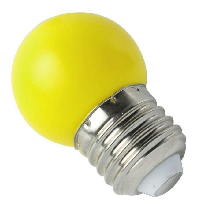 Качественная картинка Лампа шар 45 1W LED е27 ЖЕЛТАЯ матовая LAITCOM