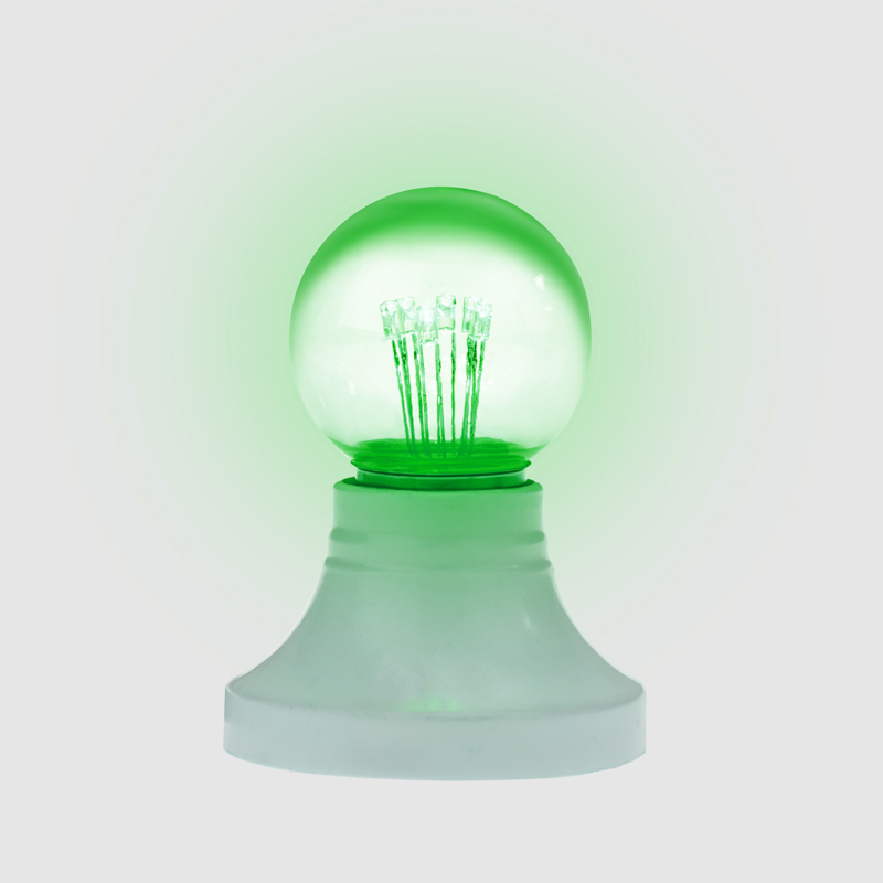 Качественная картинка Ретро-лампа светодиодная, диаметр 45мм, E27, 6 LED, 2Вт, ЗЕЛЕНЫЙ, прозрачная колба, 230В NEON-NIGHT