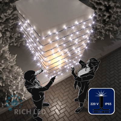 Светодиодные гирлянды RichLed Нить 10 м, 220 В, мерц, IP 65, герм. колп, черн.провод, цвет белый Светодиодные гирлянды RichLed Нить 10 м, 220 В, мерц, IP 65, герм. колп, черн.провод, цвет белый