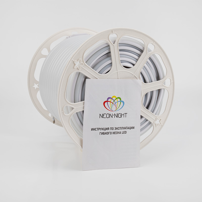 Качественная картинка Гибкий неон NEON-NIGHT 16х16мм форма D 144 LED/м БЕЛЫЙ 230В бухта 50м
