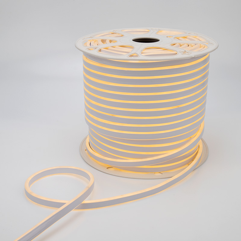 Качественная картинка Гибкий неон NEON-NIGHT 8х16мм двухсторонний 120 LED/м ТЕПЛЫЙ БЕЛЫЙ 230В бухта 100м