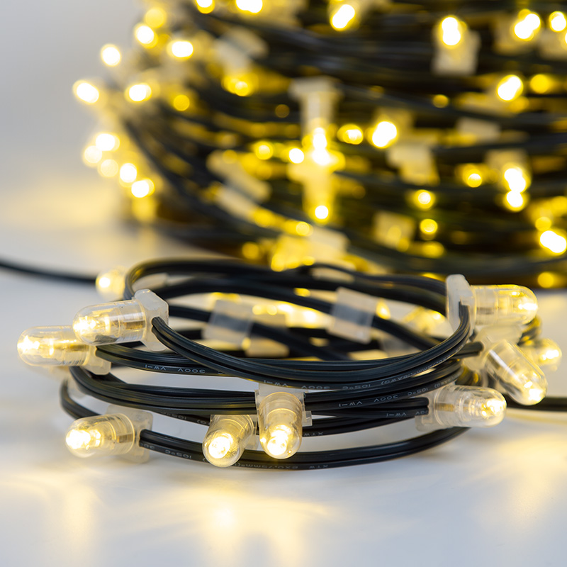 Качественная картинка Гирлянда NEON-NIGHT Clip Light 12V шаг 150 мм, ТЕПЛЫЙ БЕЛЫЙ, мерцание