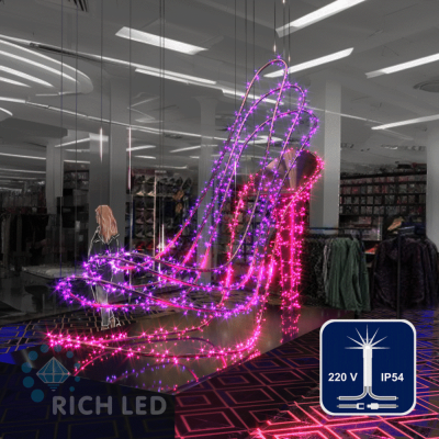 Светодиодные гирлянды RichLed Нить 10 м, 220 В, мерц, IP54, прозр.провод, цвет фиолетовый Светодиодные гирлянды RichLed Нить 10 м, 220 В, мерц, IP54, прозр.провод, цвет фиолетовый