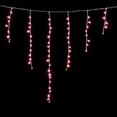 Светодиодная бахрома Laitcom 1x1м, 65 LED, IP65, прозр. пр., светло розовый