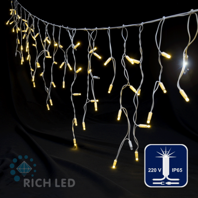 Светодиодная бахрома RichLed 3*0,5 м, 220 В, мерцание, цвет т. белый, IP 65, герметичный колпачок