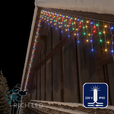 Светодиодная бахрома RichLed 3*0,5 м, 220 В, мерцание, резиновая, IP 65, герм. колпачок, мульти цвет