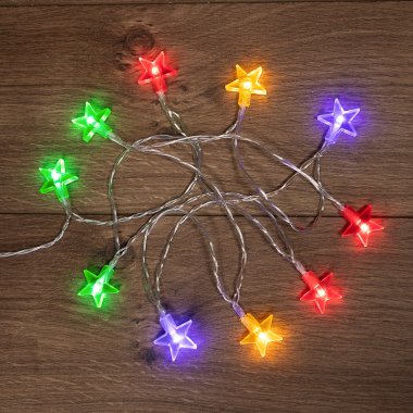 Гирлянда светодиодная Звездочки Neon-Night 1,5м, проз.ПВХ, IP20, 10LED, мульти, 2хАА (нет)