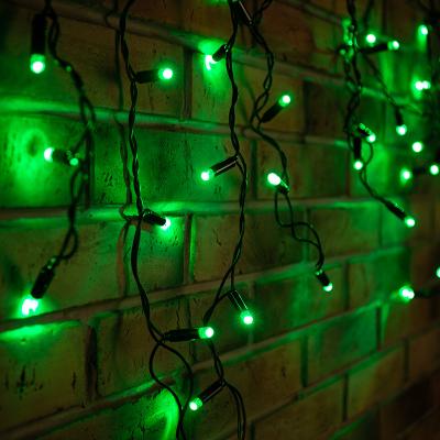 Светодиодная бахрома NEON-NIGHT 2,4х0,6м ЗЕЛЕНЫЙ постоянное свечение, черный ПВХ, IP67, 230В