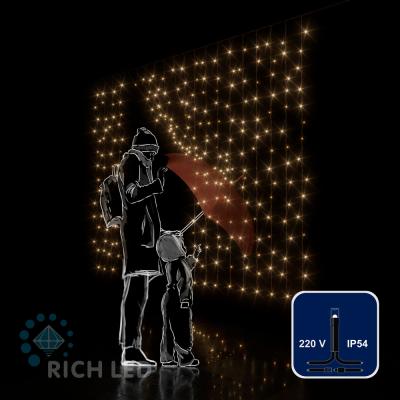 Светодиодный занавес RichLed, 2*1,5 м облегченный, 220 В, пост. свечение, IP54, цвет т.белый Светодиодный занавес RichLed, 2*1,5 м облегченный, 220 В, пост. свечение, IP54, цвет т.белый