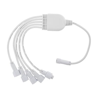 Разветвитель-Y (шнур) для уличных гирлянд, 1 вход, 5 выходов, белый ПВХ NEON-NIGHT