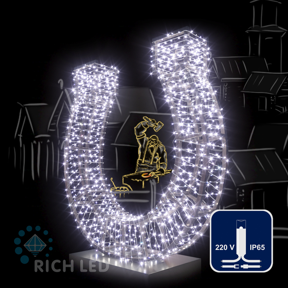 Светодиодные гирлянды RichLed Нить 10 м, 220 В, пост. свеч, IP65, герм. колп, белый провод, белый Качественная картинка Светодиодные гирлянды RichLed Нить 10 м, 220 В, пост. свеч, IP65, герм. колп, белый провод, белый