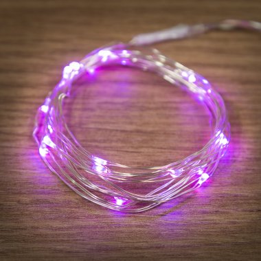 Светодиодная гирлянда Роса Neon-Night, 2м, 20 LED, ПВХ, IP20, 2хCR2032 (в комплекте), розовый