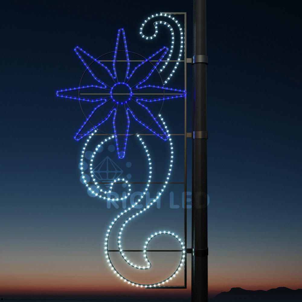 Качественная картинка Светодиодная уличная консоль RichLed Георгин, цвет сине-белый