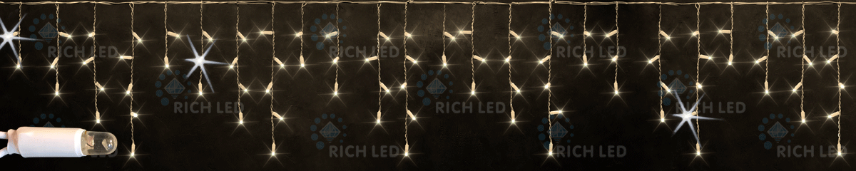 Качественная картинка Светодиодная бахрома RichLed 3*0,5 м, 220 В, мерцание, резин, IP 65, герм. колпачок, цвет т. белый