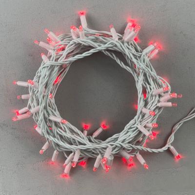 Светодиодная нить с колпачком Laitcom, 10м, 24В, 75 LED, провод белый каучук, IP65, красный