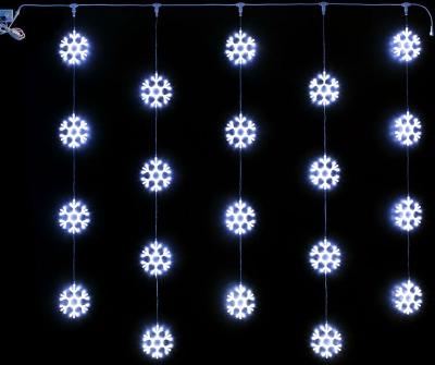 Светодиодный узорный занавес Rich LED Снежинки, 2*2, IP54, цвет белый