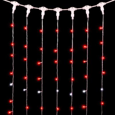 Светодиодный занавес Laitcom, 2 x 3 м, 600 led, IP54, прозр.провод, мерц бел.диода, красный