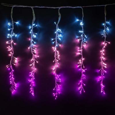 Супер бахрома Laitcom с эфф.бегущий огонь 2x1м, IP67, 24V, прозр. пр., бело-розовый