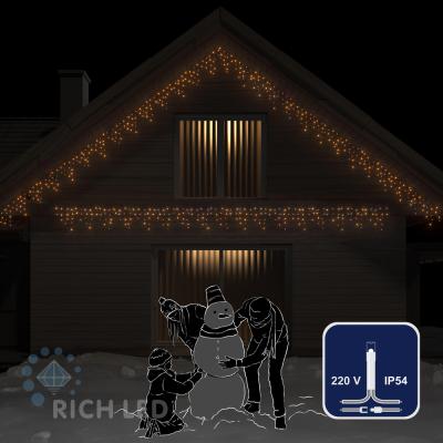 Светодиодная бахрома Rich LED 3*0,5 м, 220 В, пост. свечение, цвет желтый, IP54, прозр. провод Светодиодная бахрома Rich LED 3*0,5 м, 220 В, пост. свечение, цвет желтый, IP54, прозр. провод