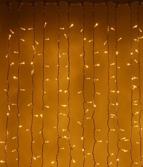 Качественная картинка Светодиодный занавес Laitcom 2x3м, 600 LED, IP54, черн. пр., желтый
