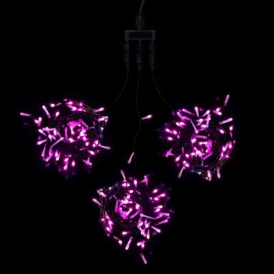 Комплект гирлянды Laitcom, 60м., 3x20м, 600 LED, IP54, 24V, черн.пр.ПВХ, розовый с мерц.белого диода